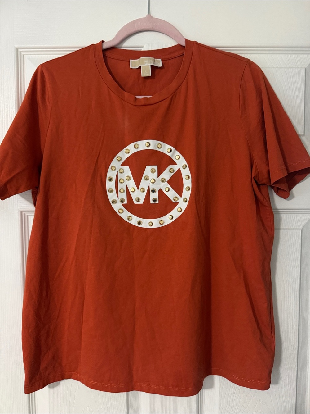 Michael Kors Rust Orange Logo Stud Tee